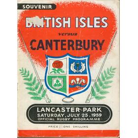 CANTERBURY V BRITISH ISLES 1959 RUGBY PROGRAMME