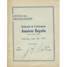 RICHMOND & TWICKENHAM REGATTA 1937 OFFICIAL PROGRAMME