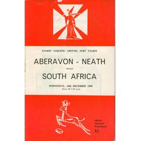 ABERAVON-NEATH V SOUTH AFRICA 1969-70 RUGBY PROGRAMME