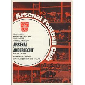 ARSENAL V ANDERLECHT 1969-70 (FAIRS CUP FINAL 2ND LEG) FOOTBALL PROGRAMME