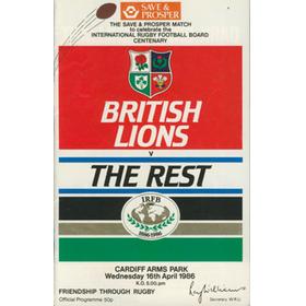 BRITISH LIONS V THE REST 1986 RUGBY UNION PROGRAMME
