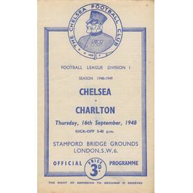 CHELSEA V CHARLTON ATHLETIC 1948-49 FOOTBALL PROGRAMME