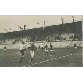 GREAT BRITAIN V FINLAND 1912 OLYMPICS (FOOTBALL SEMI-FINAL) POSTCARD