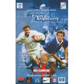 FRANCE V ENGLAND 2002 RUGBY UNION PROGRAMME