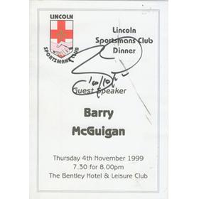BARRY MCGUIGAN SIGNED MENU 1999