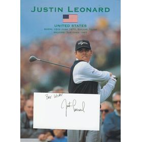 JUSTIN LEONARD (USA) PUBLICITY PHOTO + AUTOGRAPH