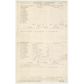 LANCASHIRE V AUSTRALIANS 1953 CRICKET SCORECARD
