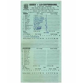ESSEX V LEICESTERSHIRE 1958 CRICKET SCORECARD