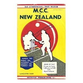 NEW ZEALAND V ENGLAND 1961 (LANCASTER PARK) CRICKET PROGRAMME