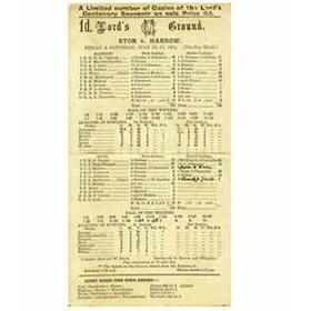 ETON V HARROW 1914 CRICKET SCORECARD