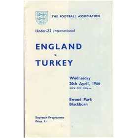 ENGLAND U23 V TURKEY U23 1966 FOOTBALL PROGRAMME