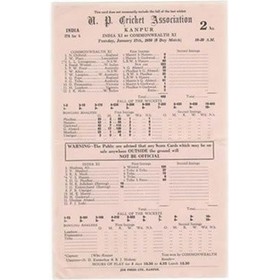 INDIA V COMMONWEALTH XI 1950 CRICKET SCORECARD - WORRELL 223