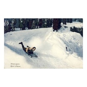 LUGE COMPETITOR IN ACTION (SWITZERLAND) postcard