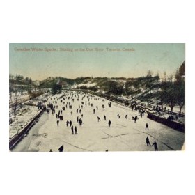 CANADIAN WINTER SPORTS: SKATING ON THE DON RIVER, TORONTO, CANADA (postcard)