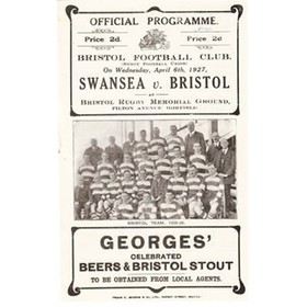 BRISTOL V SWANSEA 1927 RUGBY PROGRAMME