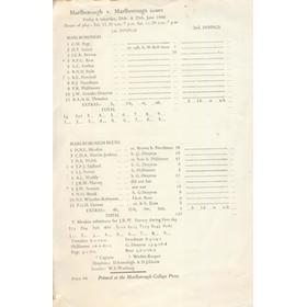 MARLBOROUGH V MARLBOROUGH BLUES 1966 CRICKET SCORECARD