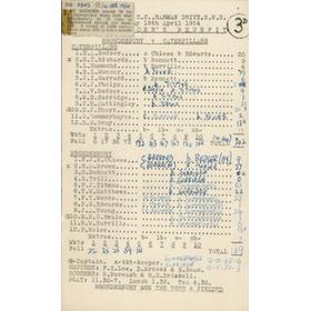 BRONDESBURY V CATERPILLARS 1954 CRICKET SCORECARD - LEN MUNCER