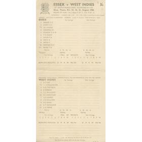 ESSEX V WEST INDIES 1950 CRICKET SCORECARD