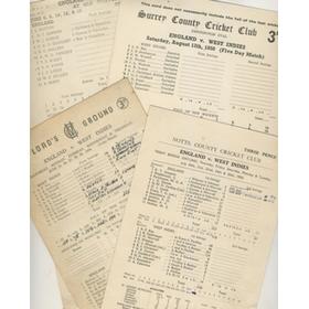 WEST INDIES 1950 CRICKET SCORECARDS - INCLUDING ALL 4 TESTS