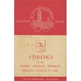 LONDON OLYMPICS 1948 - 2ND AUGUST ATHLETICS PROGRAMME
