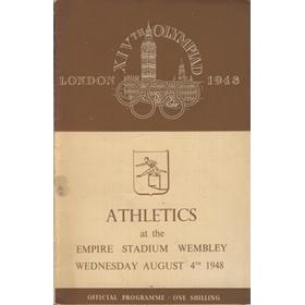 LONDON OLYMPICS 1948 - 4TH AUGUST ATHLETICS PROGRAMME