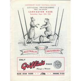 CANTERBURY V AUSTRALIA 1955 RUGBY PROGRAMME