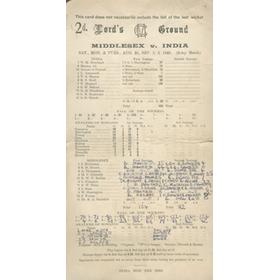 MIDDLESEX V INDIA 1946 CRICKET SCORECARD