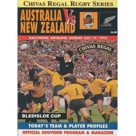 AUSTRALIA V NEW ZEALAND 1992 RUGBY PROGRAMME