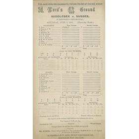 MIDDLESEX V SUSSEX 1935 CRICKET SCORECARD