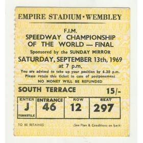 WORLD SPEEDWAY CHAMPIONSHIP FINAL 1969 TICKET