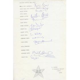 PAKISTAN (CRICKET TOUR TO ENGLAND) 1978 AUTOGRAPH SHEET