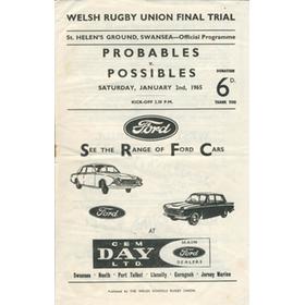 WALES PROBABLES V POSSIBLES 1965 RUGBY PROGRAMME