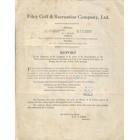 FILEY GOLF CLUB 1933 ACCOUNTS & BALANCE SHEET