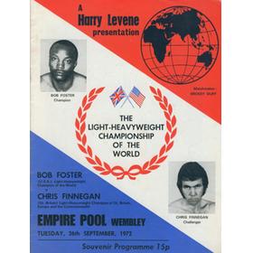 BOB FOSTER V CHRIS FINNEGAN 1972 BOXING PROGRAMME