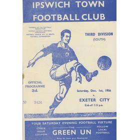 IPSWICH TOWN V EXETER CITY 1956 FOOTBALL PROGRAMME