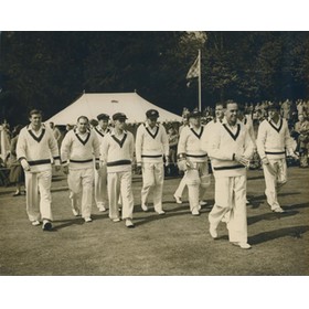 AUSTRALIA TAKING THE FIELD AT ARUNDEL 1956 CRICKET PHOTOGRAPH