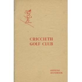 CRICCIETH GOLF CLUB OFFICIAL HANDBOOK