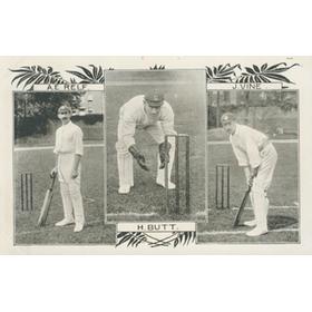 A.E. RELF, H. BUTT AND J. VINE CRICKET POSTCARD - SUSSEX CRICKETERS