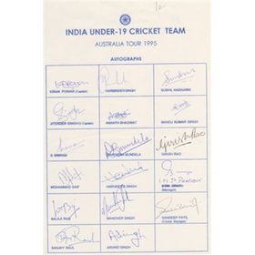 INDIA UNDER-19 (TOUR TO AUSTRALIA) 1995 CRICKET AUTOGRAPHS