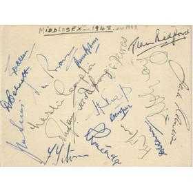 MIDDLESEX 1948-49 CRICKET AUTOGRAPHS