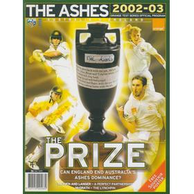THE ASHES 2002-03 SOUVENIR CRICKET TOUR BROCHURE