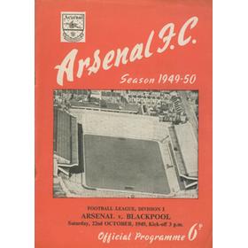 ARSENAL V BLACKPOOL1949-50 FOOTBALL PROGRAMME 