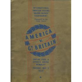 AMERICA V GREAT BRITAIN 1936 AMATEUR BOXING PROGRAMME