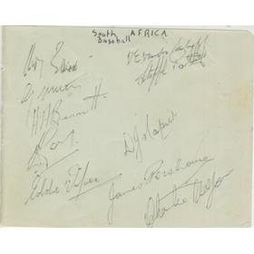 SOUTH AFRICA BASEBALL TEAM 1950S AUTOGRAPHS