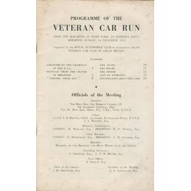 LONDON TO BRIGHTON VETERAN CAR RUN 1953 OFFICIAL PROGRAMME