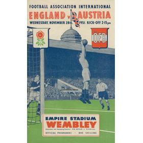 ENGLAND V AUSTRIA 1951 FOOTBALL PROGRAMME