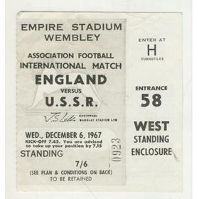 ENGLAND V U.S.S.R. 1967 FOOTBALL TICKET