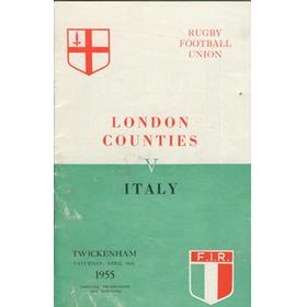 LONDON COUNTIES V ITALY 1955 (TWICKENHAM) RUGBY PROGRAMME