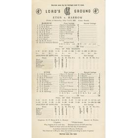 ETON V HARROW 1961 CRICKET SCORECARD