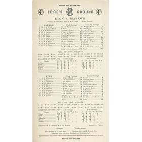 ETON V HARROW 1960 CRICKET SCORECARD